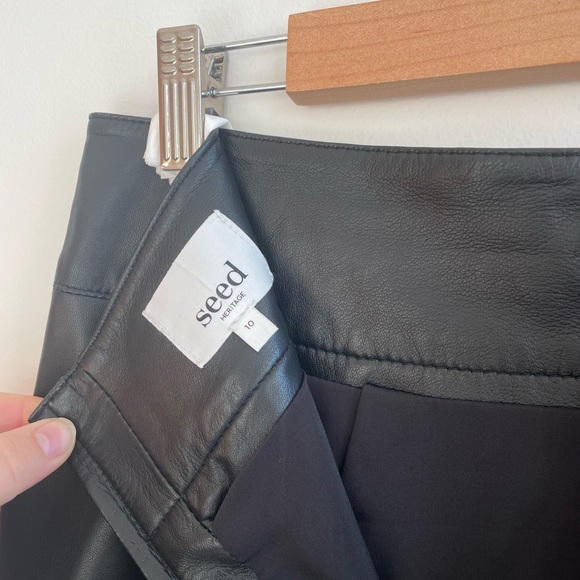 SEED HERITAGE: black leather midi skirt in size 10. - Picture 6 of 6